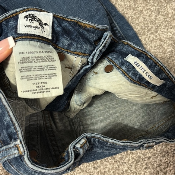 Wrangler Dark High Rise Super Flare Jeans - Picture 2 of 5